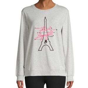 Karl Lagerfeld Paris neon signature Eiffel Tower graphic gray sweatshirt sz Med